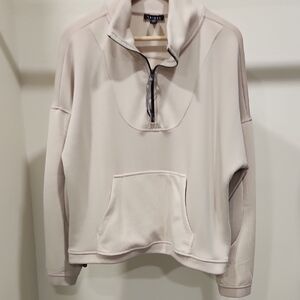 Tribal Cream Half-Zip Kangaroo Pocket Pullover Sweater